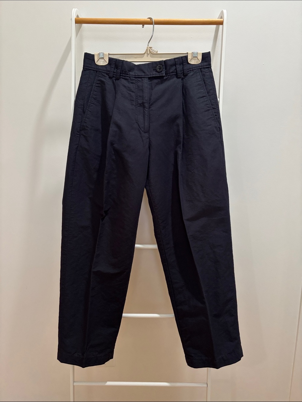 Women’s Navy Pleated Casual Trousers